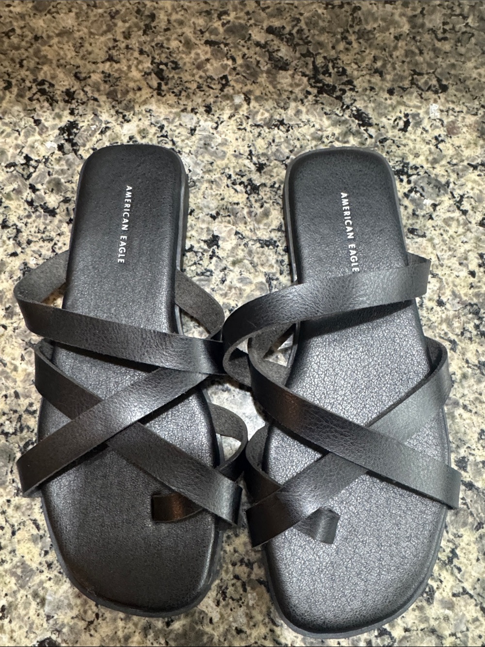 American Eagle Outfitters Women’s Black Crisscross Strap Slide Sandals